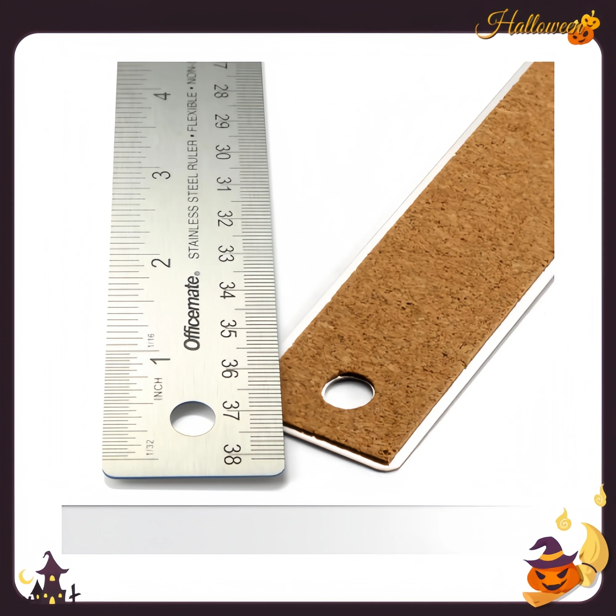 Regla de acero inoxidable de 15 pulgadas - Regla métrica de metal plateado para oficina escolar