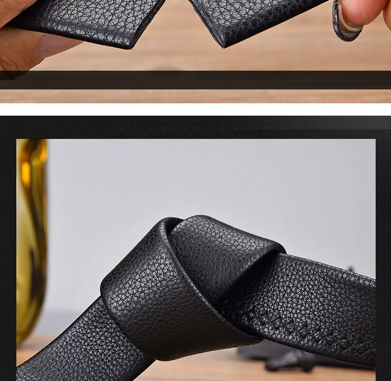 100 120 130 140 150 160 170 180cm Automatic Belt Without Buckle Men Width 3.5cm No Buckle Good Quality Leather Belt Body Strap