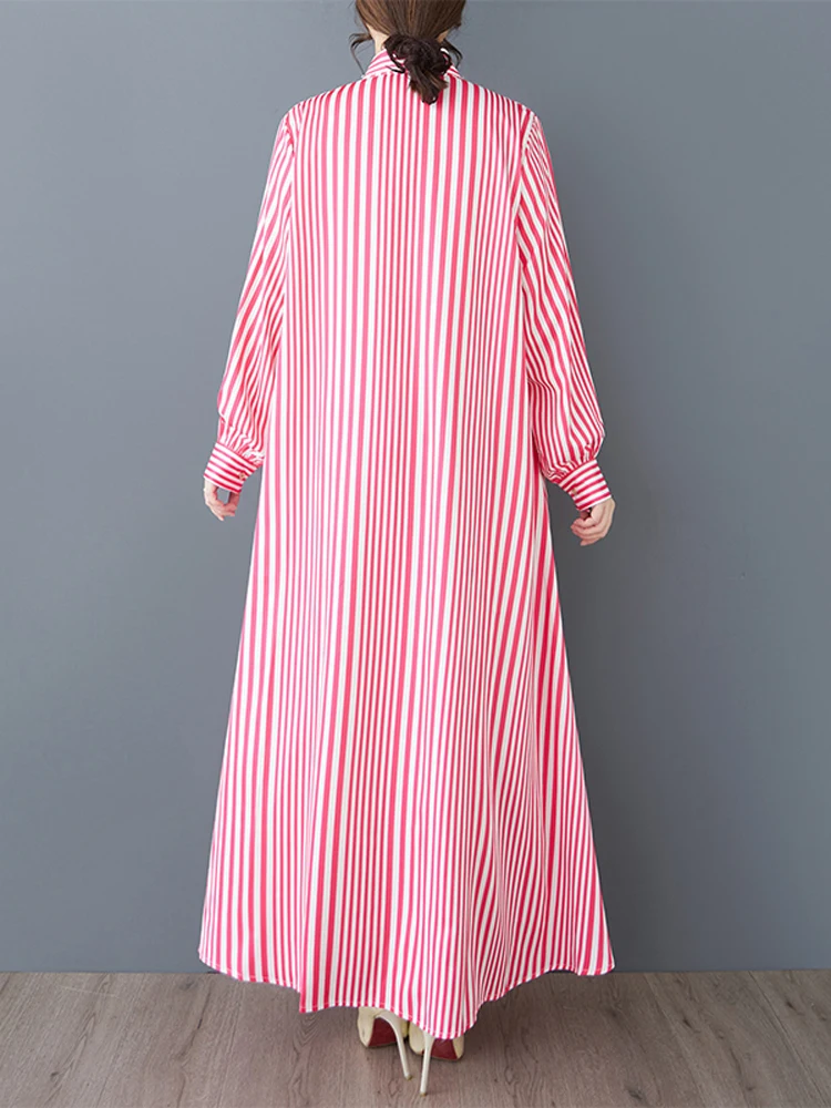 NYFS 2025 ربيع الخريف ثلاثي الأبعاد الزهور فستان نسائي فضفاض حجم كبير شريط فساتين طويلة رداء Elbise كم طويل #3