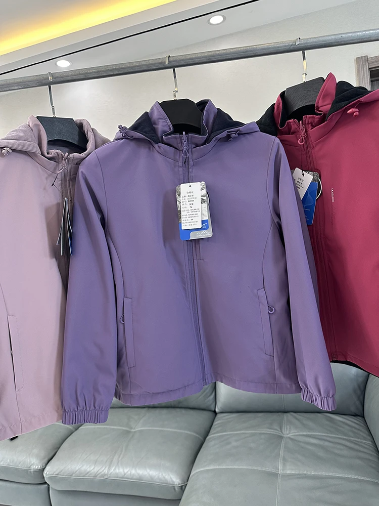 

Двусторонняя ветрозащитная теплосберегающая куртка для женщин на осень, с флисовой подкладкой, на молнии, приталенный крой