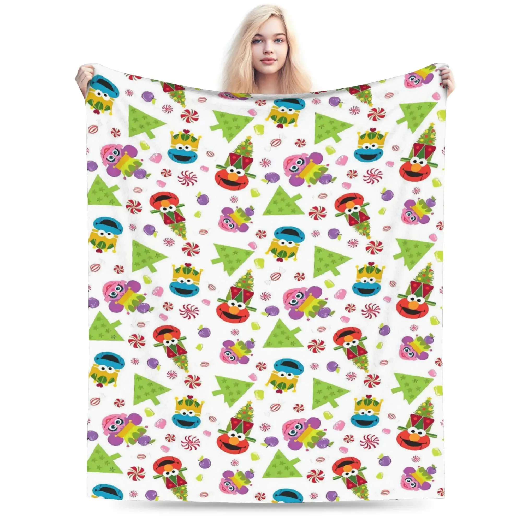 Mantas de franela de calles de sesames, ropa de cama suave y cálida para invierno para niñas y niños, colcha estética para exteriores, funda para sofá cama