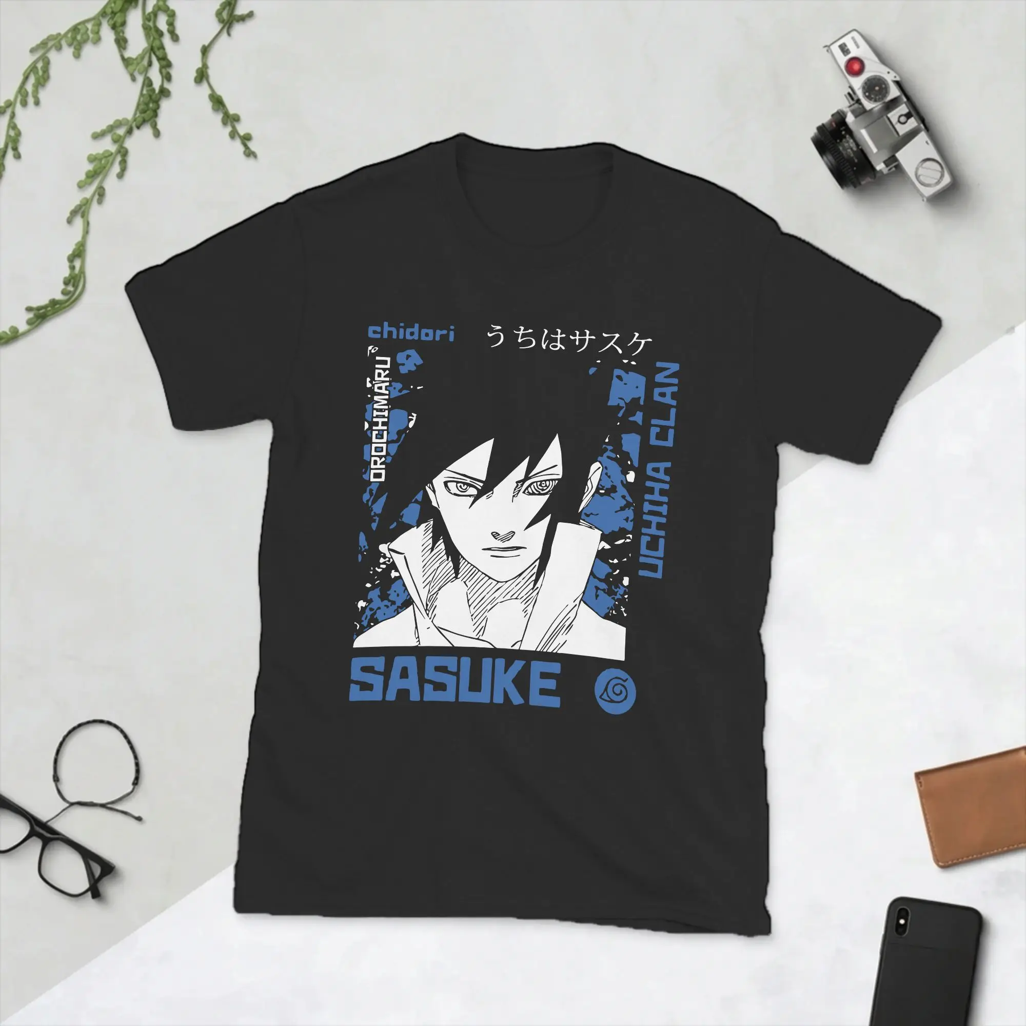 Men T-Shirt Sasuke Naruto Novelty Pure Cotton Tees Short Sleeve Japan Anime T Shirts Round Neck Tops Plus Size