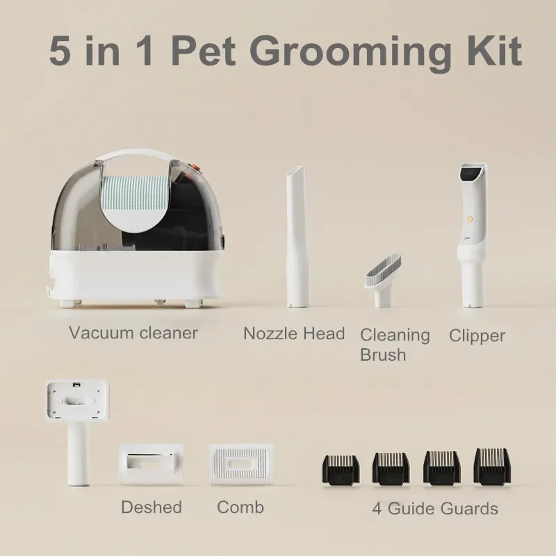 2023 New Cat Dog Electric Clipper Brush Fur Cleaning 5 in 1 Pet Hair Grooming Vacuum Cleaner Kit