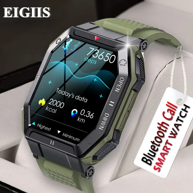 

EIGIIS 1.85'' IPS Screen 2022 New Military Smart Watch Men Bluetooth Call Heart Rate Monitor Outdoor IP67 Waterproof Smartwatch