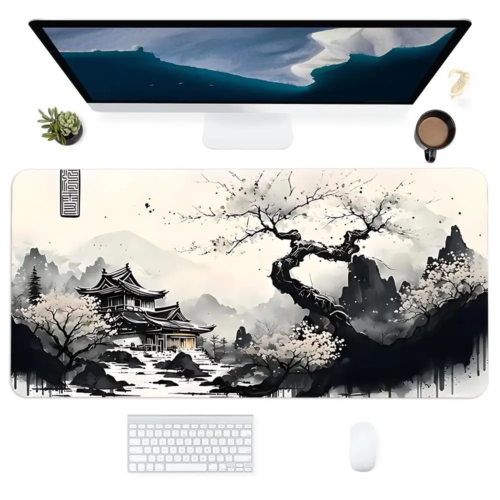 Art Ink Landscape Tree Table Cushion Mouse Pad Nootbook Game Rug Large Gaming Non-slip Laptop Tablet Mat PC Extended Pad Playmat