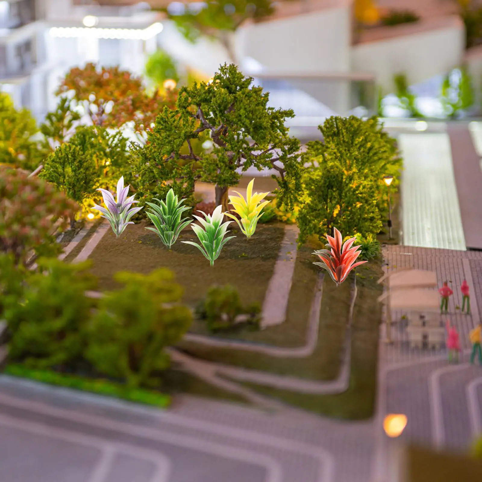 

50Pcs DIY Miniature Colorful Plant Clusters Artificial Grass Tufts Railway Scenery Miniature Garden Accessories Craft Landscape