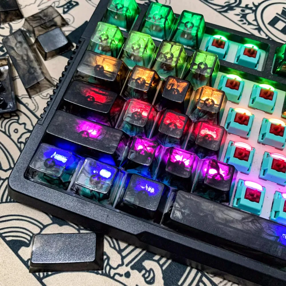 Pigment Infection Keycap Set PC Custom Translucent Frosted Keyboard Cap Cherry Profile Gaming KeyCap for Mechanical Keyboard