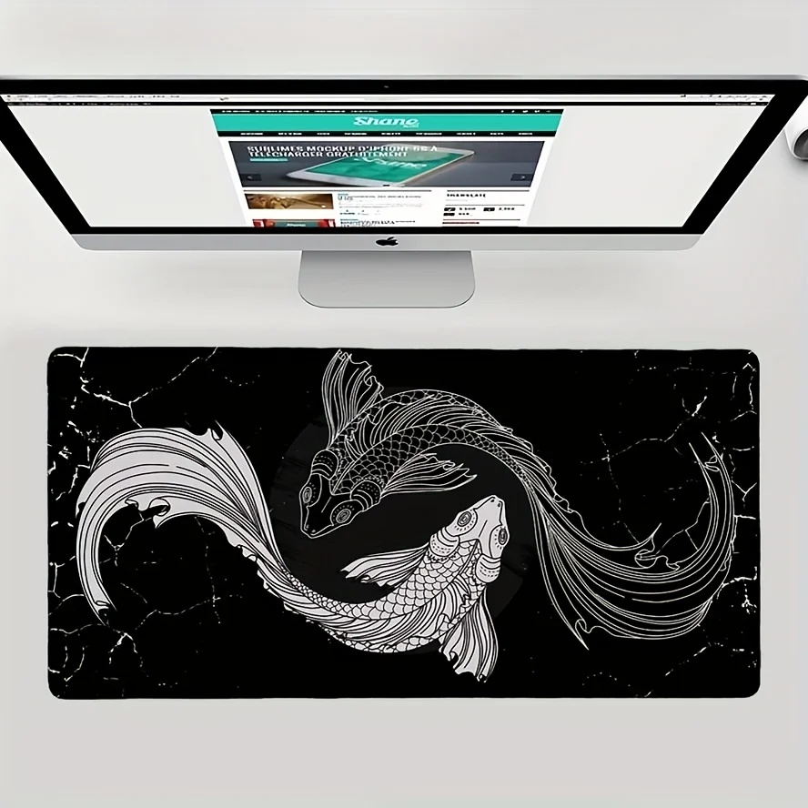 Yin Yang Koi Fish Desk Mat Extra Large Mouse Pad Non-Slip Rubber Gaming Keyboard Mat Office