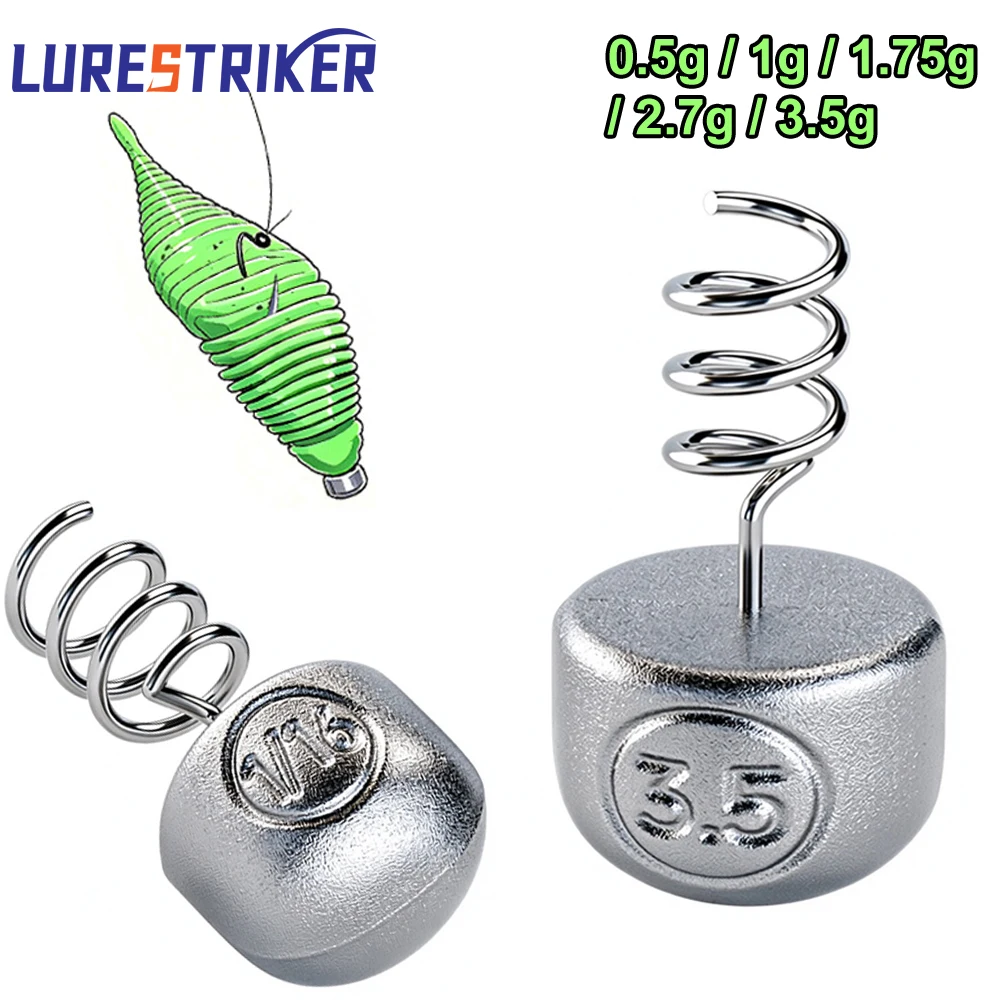 10Pcs 0.5g-3.5g Fishing Lure down Weight Sinker Spring Lock Pin Insert Anti-Off Soft Bait Protection Weight Tackle Accessories