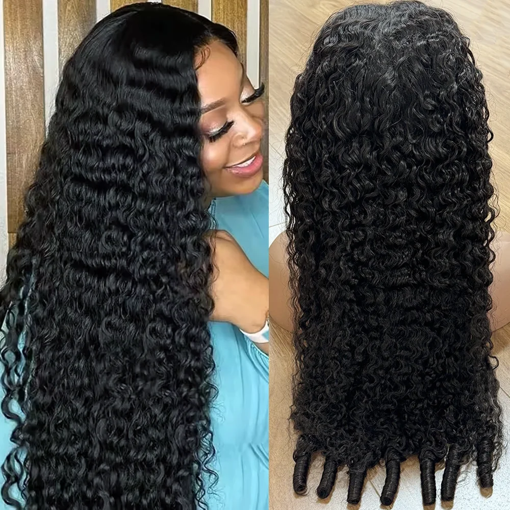 200 Dichte 12A Burmesische Lockige 7x6 Klebefreie HD Lace Frontal Echthaar-Perücken Lockige Naturfarbe Lockige Echthaar-Perücken 46 Zoll