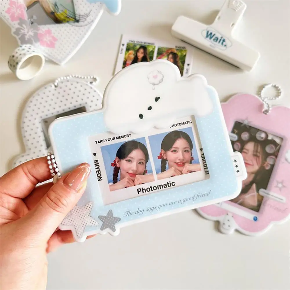 INS 3 بوصة بولي كلوريد الفينيل حامل بطاقة الصور مع سلسلة المفاتيح إطار صور حامل بطاقة الهوية شارة حامل حامي الأكمام القرطاسية #3