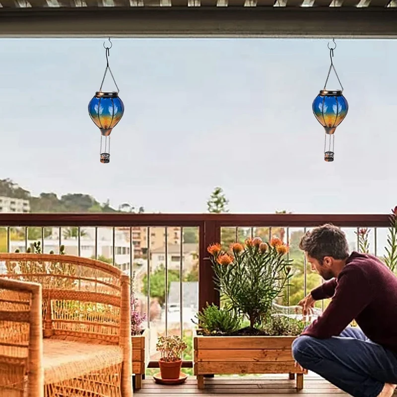 Linterna Solar de globo de aire caliente con luz de llama parpadeante, impermeable, acrílico + Metal para jardín, Patio, 1 pieza