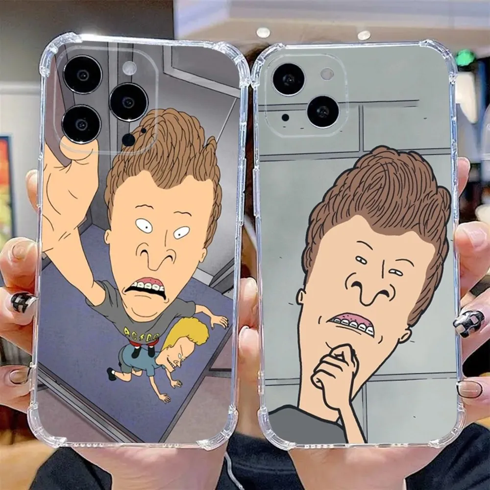 B-Beavis And Butthead Phone Case For iPhone 15,14,13,12,11 Plus,Pro,Max,XR,XS,X,7,8 Plus,SE,Mini Transparent Silicone Soft