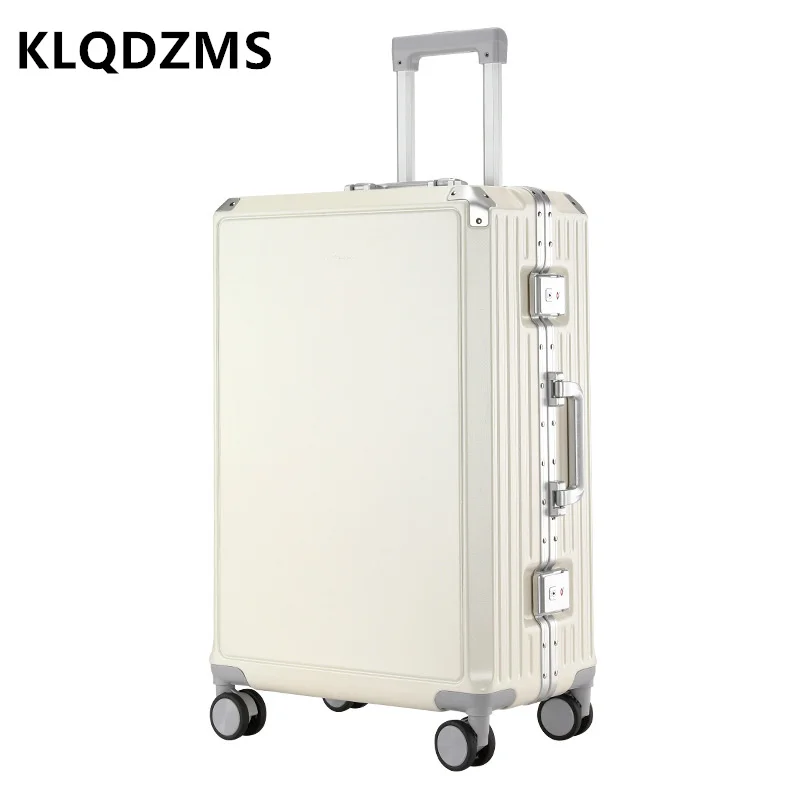 KLQDZMS 20"22"24"26 Inch Suitcase High Quality Aluminum Frame Trolley Case Boarding Box Men's Password Box Rolling Luggage