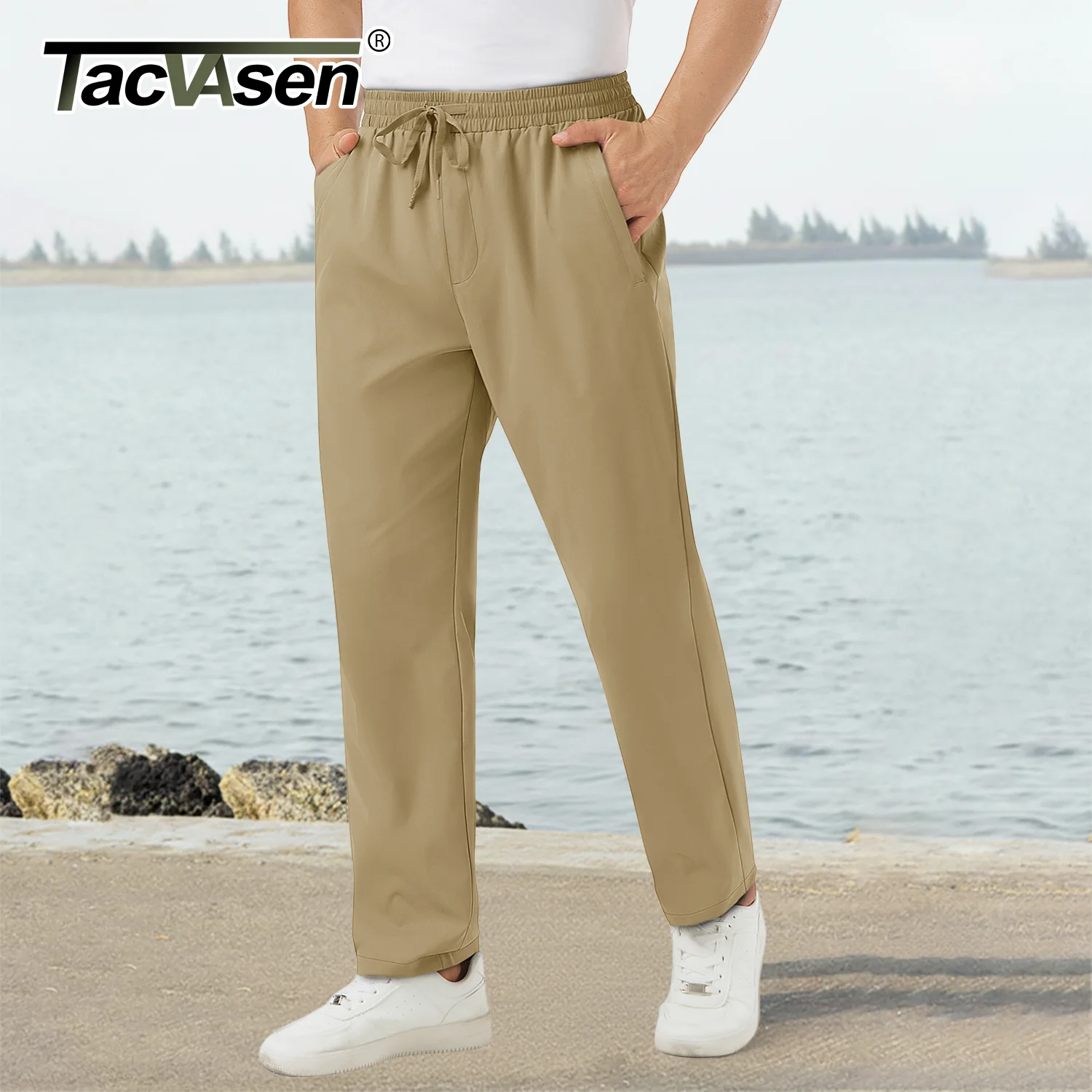 Gradual Tacvasen Men Casual Pants Elastic Waist Pants with Drawstring and