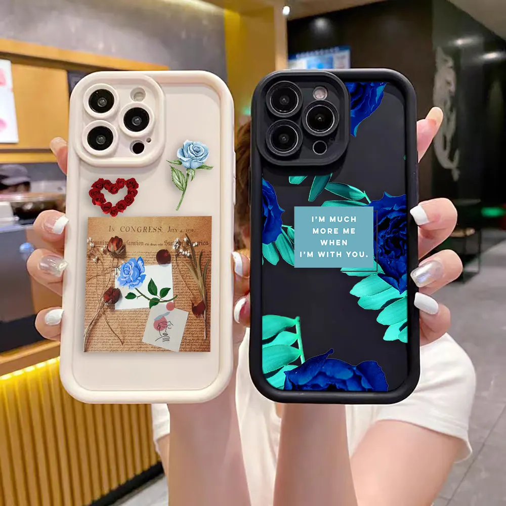 Landscape Blue Rose Flower Phone Case For OPPO REALME C20 C21 C21Y C30 C31 C33 C35 C53 C55 C67 GT3 5 5I 5S 6I 7I PRO 4G 5G Case