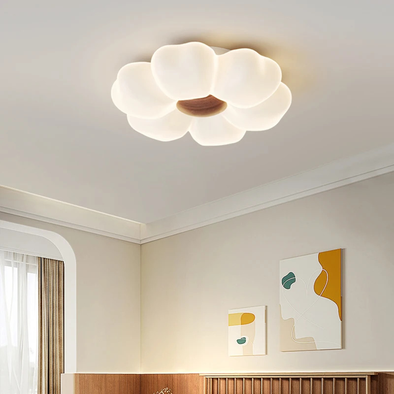 

Cream white Flower Ceiling Light Romantic art Led Lamp for Children's Room Simple Eye Protection bedroom Princess Room lamp