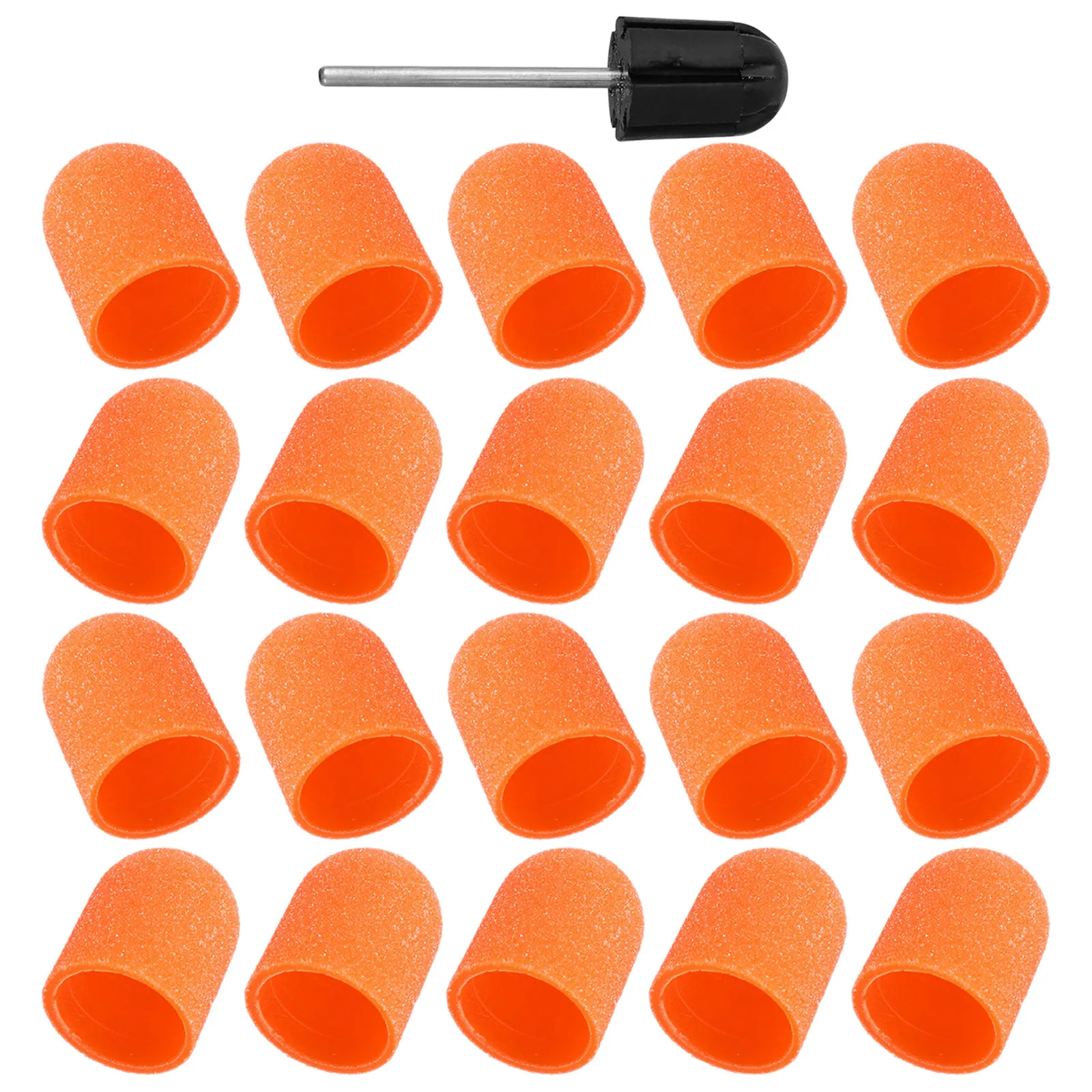 1Set Fine Grit Nail Sanding Caps Plastic 10Mm Sanding Bands Safe Rounded Edges Nail Drill Bits for Manicure Pedicure