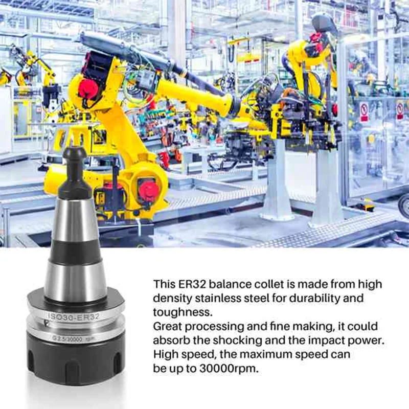 2X Balance Chuck ISO30 ER32 45L Balance Collet Lathe Chuck G2.5 30000RPM CNC Tool Holder Stainless Steel