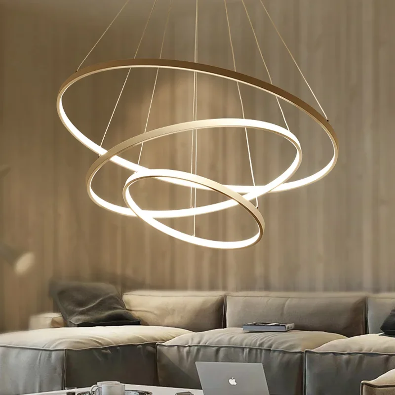 

Modern Rings Led Pendant Lamp Luxury Hanging Light Aluminum Circle Chandelier Dining Living Room Kitchen Fixture Indoor Lighting