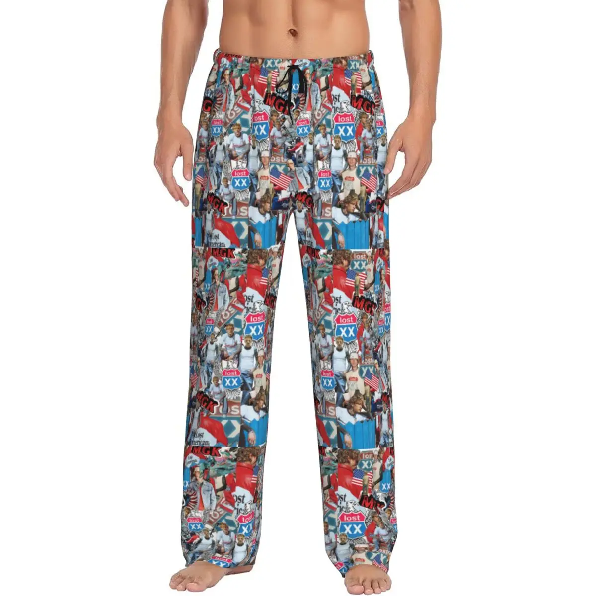 

Custom Print Rapper Mgk Lost Americana Pajama Pants for Men Sleep Sleepwear Bottoms with Pockets
