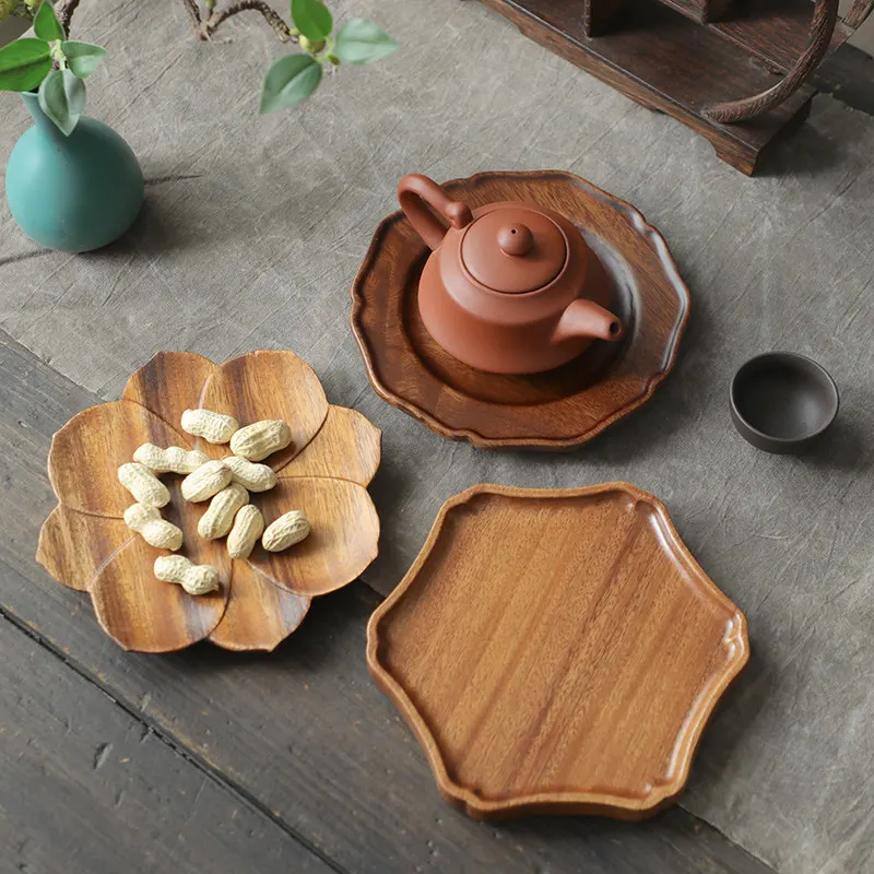 Japanese Style Wooden Tea Set Accessories Tea Pot Tray Tea Cup Tray Real Wood Tea Tools Set Tea Ceremony Accessories