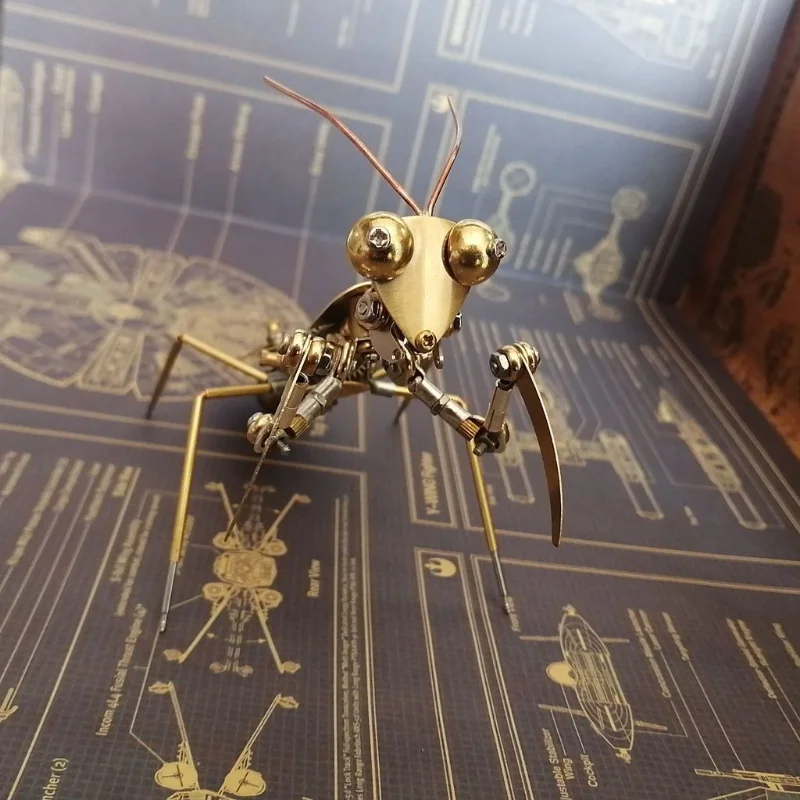 Chinese mantis model, mechanical insects metal handmade, creative collectible crafts