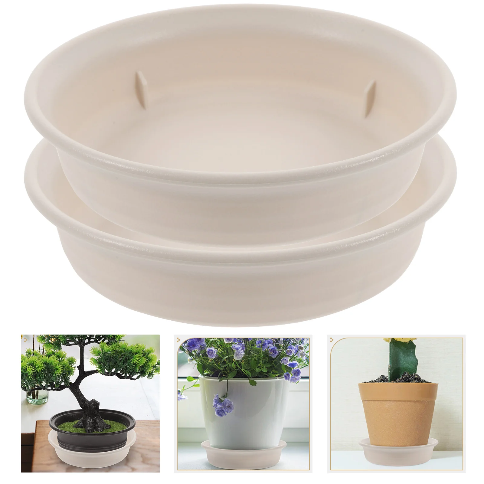 

2Pcs Resin Plant Saucer Multi-Purpose Anti-Leak Drip Tray Small Round Plant Drainage Tray for Indoor Outdoor Plants