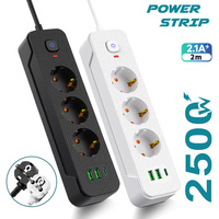 EU Plug Power Strip 3 AC Outlet Multiple Sockets 1.8m Extension Cord USB Electrical Socket With Overload Protection