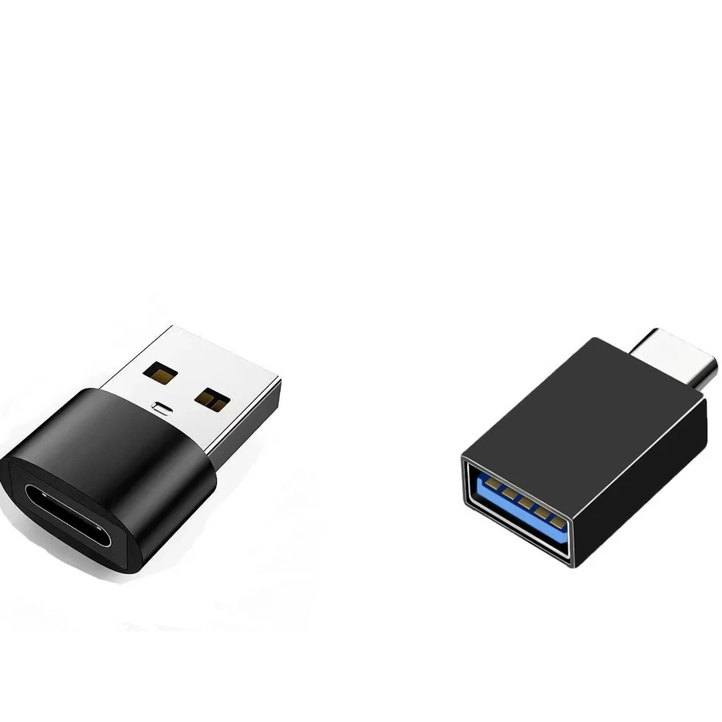 USB-C Female to USB-A Male Adapter; USB-A Female to USB-C Male Adapter (Supports Charging and High-Speed Data Transmission)