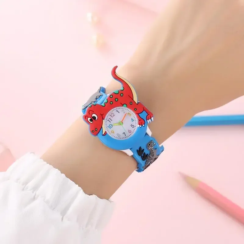 

1pc-Kids Cartoon 3D Dinosaur Silicone Quartz Watch Student Watch