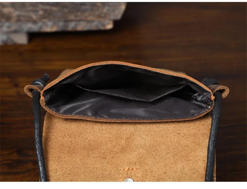 Mode Vintage Echt Lederen Heren Kleine Telefoon Schoudertas Buiten Vrijetijdsweekend Gek Paard Koeienhuid Mini Messenger Bag