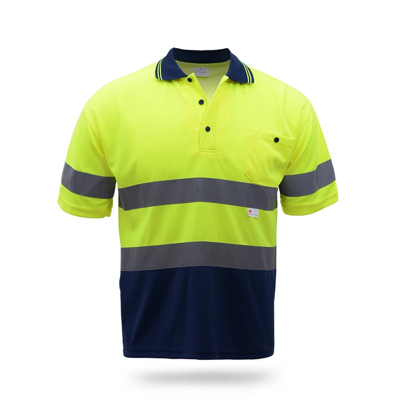 SFVest High Visibility Reflective Safety Polo T-shirt Two Tone Breathable Fabric Short Sleeve