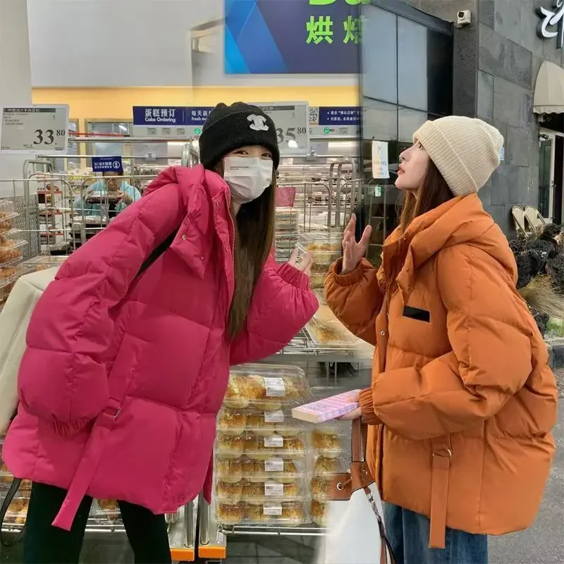 Juspinice Cappotto imbottito in cotone con cappuccio corto allentato in piumino oversize da donna Giacca invernale lunga e spessa Nuova tendenza Abbigliamento per il tempo libero
