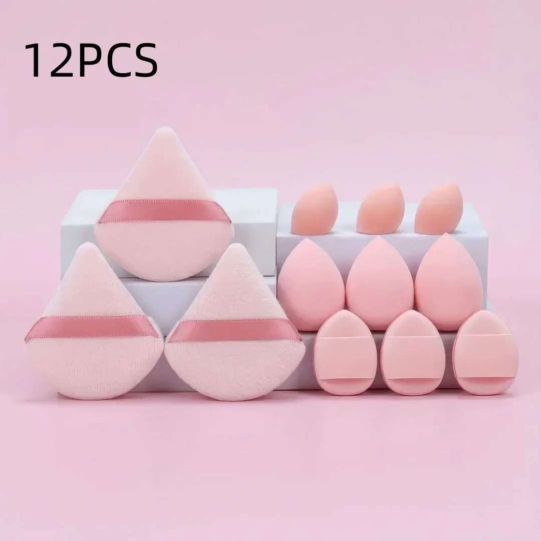 12 Esponjas de Maquillaje en Forma de Huevo, Esponja de Belleza Suave para Polvo, Esponja para Base de Maquillaje, Accesorios de Maquillaje para Mujer, Herramienta de Belleza