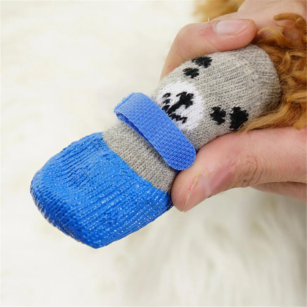 Puppy Dog Teddy Socks Waterproof Cat Shoes Anti-scratch Foot Cover Anti-dirty Pet Socks Small Cat Dogs Knit Warm Socks