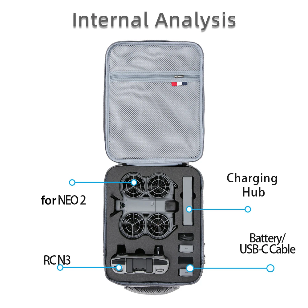 حقيبة للتخزين ل DJI NEO 2 حقيبة كتف للسفر تحمل صندوق محمول ل DJI NEO 2 RC N3 تحكم ملحقات طائرة بدون طيار #2