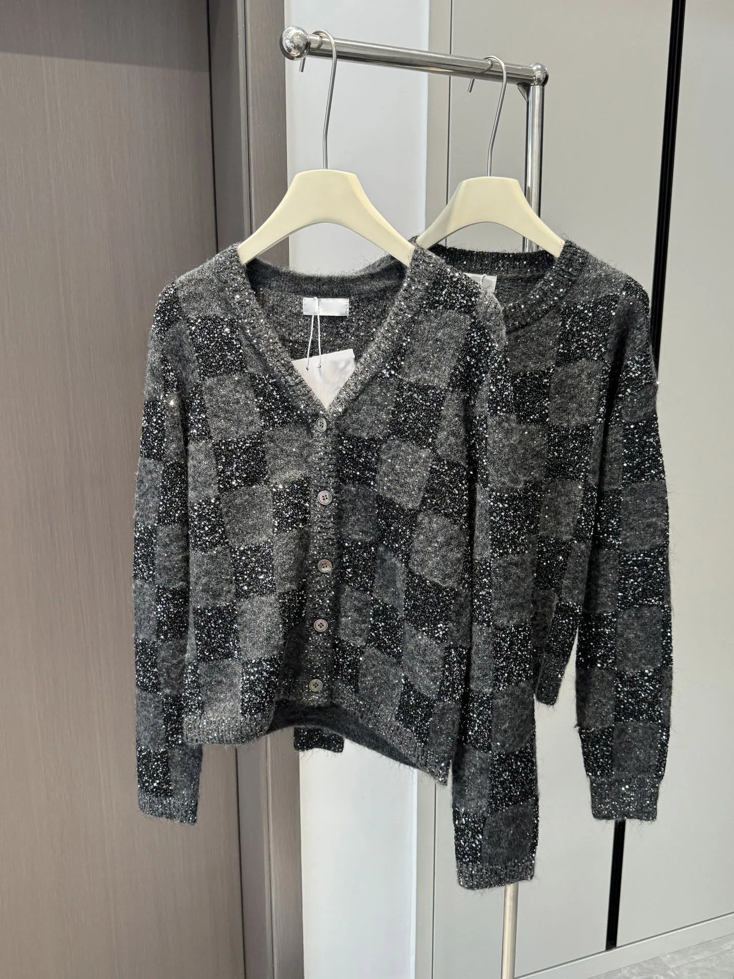 Women's Clothing sequined mohair knitted cardigan Autumn Winter New NO.9