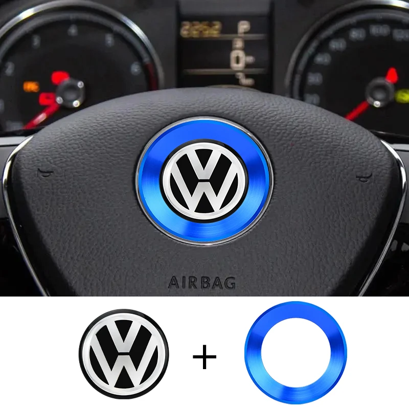 Ceyes Car Styling Steering Wheel Emblem Decorative Circle Ring Accessories Case For Volkswagen VW Golf 4 5 Polo Jetta Mk6 Covers