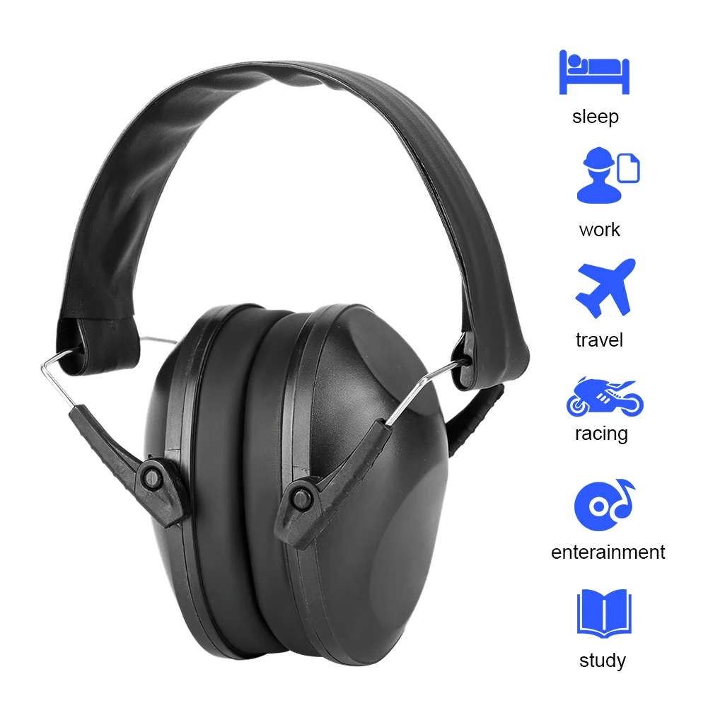 

ZK30 Foldable Protection Earmuff Learning Sleeping AntiNoise Industry Hearing Protector job security (Black )