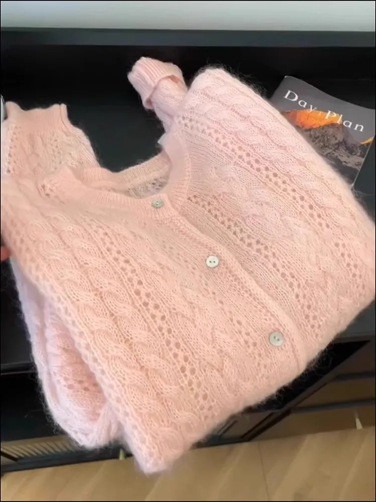 Sweet Knitted Cardigan Women Autumn New Korean Fashion Leisure Versatile Long Sleeve Sweater O-neck Tops