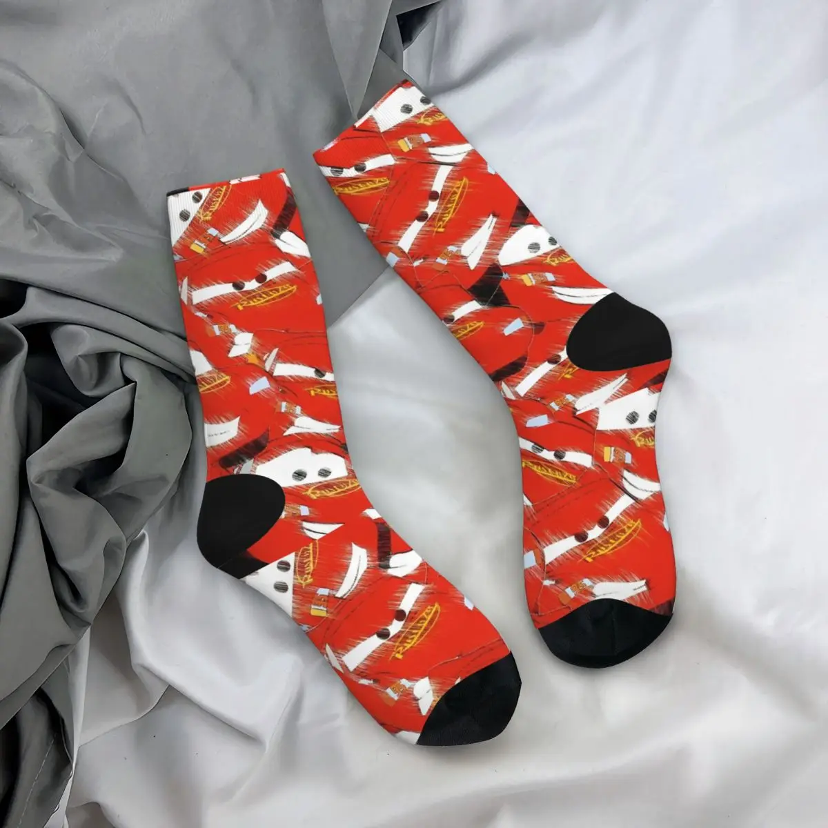 Kawaii Girls Boys Lightning Mcqueen Design Socks Merch Skateboard Socks Warm Wonderful Gifts