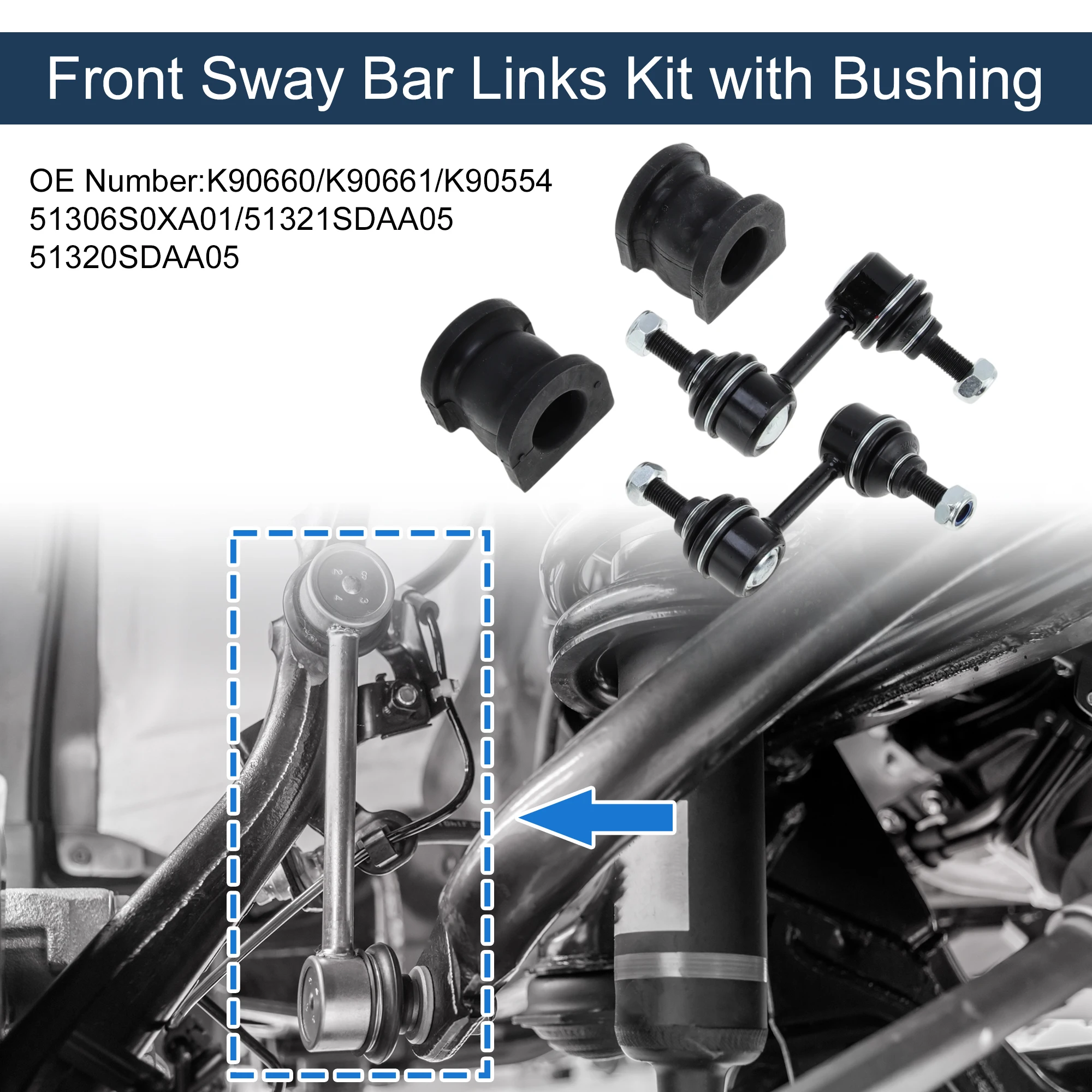 

Тяги переднего стабилизатора UXCELL с 2-мя втулками для Honda Accord No K90660 1 комплект