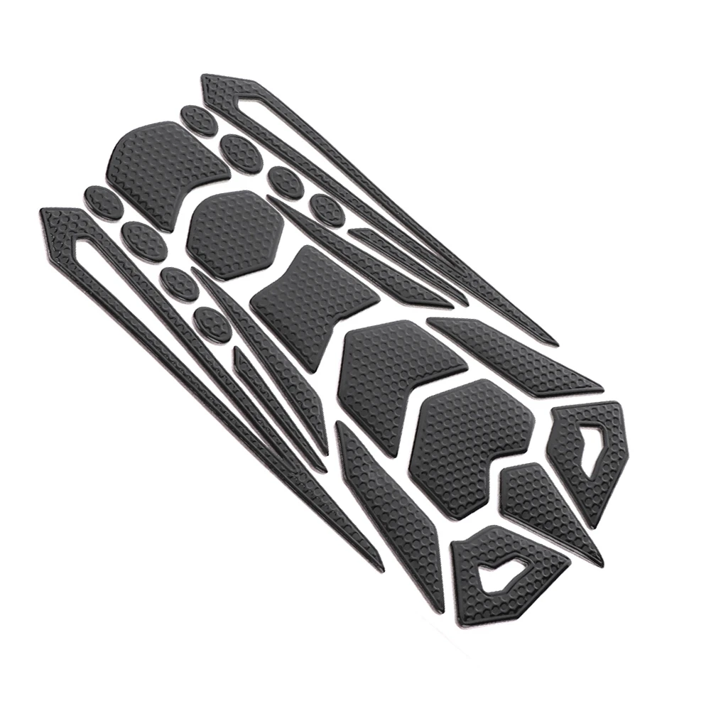 Black Motorcycle Oil Fuel Gas Tank Protective Pad Fishbone Decal Sticker Rubber