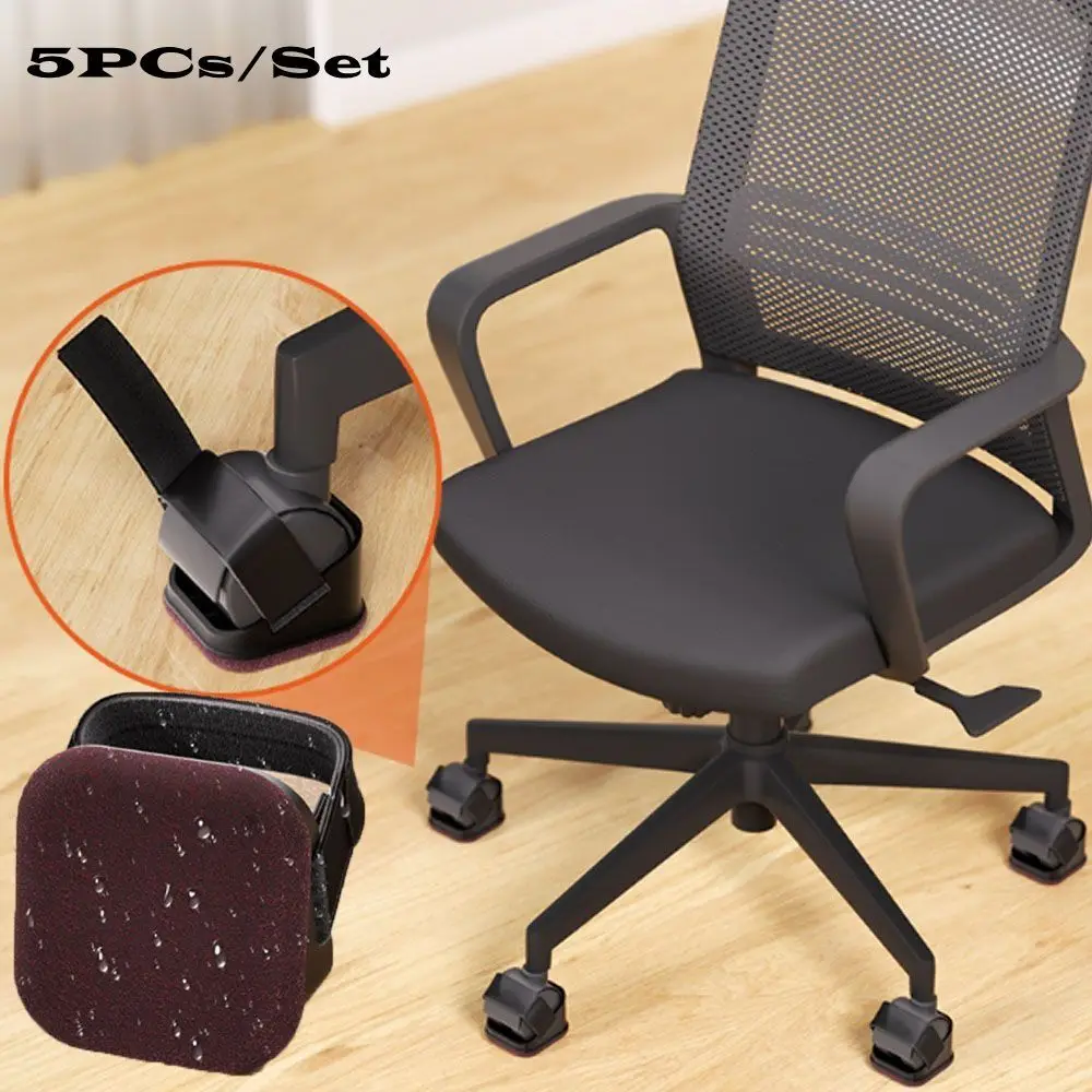 

5PCs Straps Design Chair Caster Cups Anti Slip Non-woven Fabric Felt Bottom Furniture Pads Stable Reduce Noise
