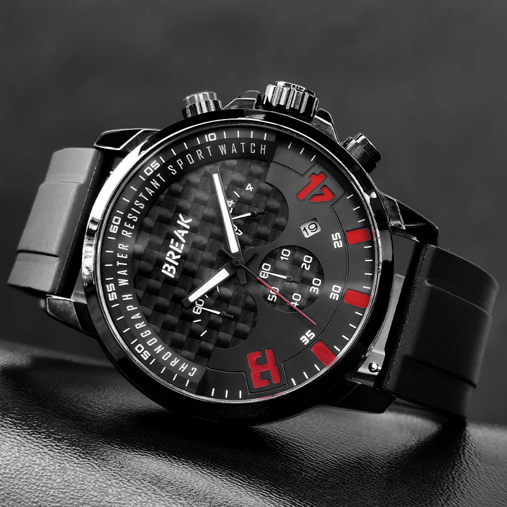 

BREAK Фирменная Новинка, модные роскошные часы лучшего бренда, водонепроницаемые многофункциональные часы, спортивные часы, кварцевые мужские часы