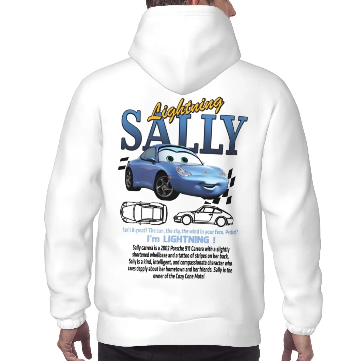 lightning mcqueen and sally Hoodie For Men Women Pullover Long Sleeve Sweatshirts Drawstring Hooded Shirt with Kanga Pocket