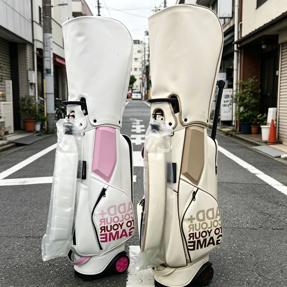 

Unisex Golf Rolling Bag with Wheels, New PU Leather Waterproof Golf Club Bag, Fashion Durable Wheeled Golf Storage Bag