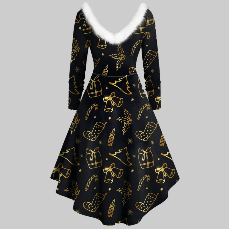 Autumn and Winter New Fashion Long Sleeve Printing Irregular Dress