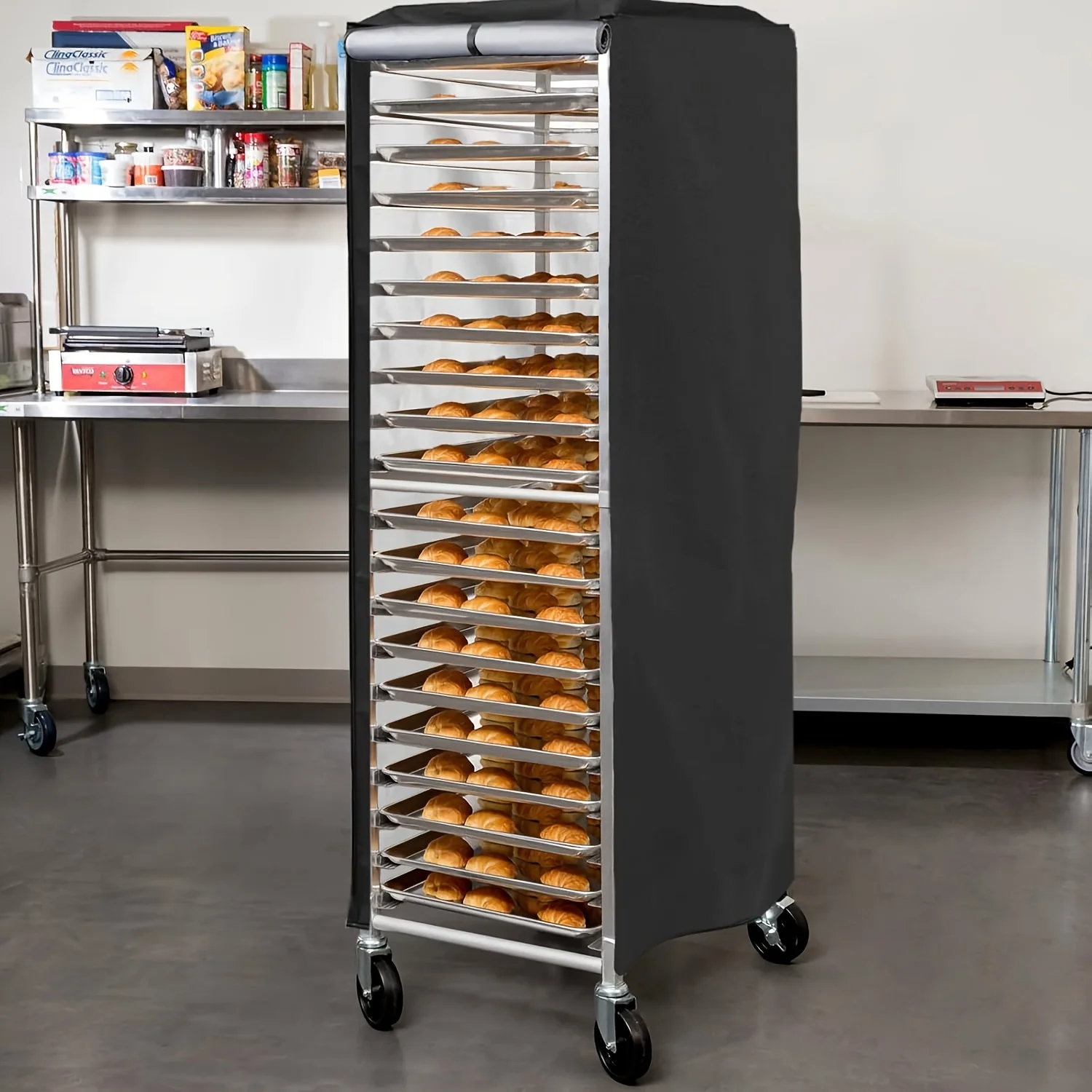 Picture 7: Hot-Selling Bread Pan Rack Cover, Ideal for Commercial Bakery Multiple-Tier Baking Racks, Durable Protector (Cover Only)